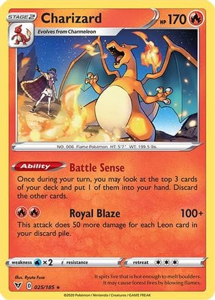 'Pokemon - 'Charizard 025/185  SWSH04 Vivid Voltage - Rare