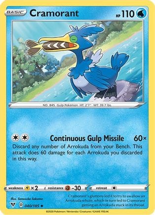 'Pokemon - 'Cramorant 040/185  SWSH04 Vivid Voltage - Uncommon