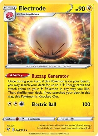 'Pokemon - 'Electrode 046/185  - Reverse Holofoil SWSH04 Vivid Voltage - Holo Rare
