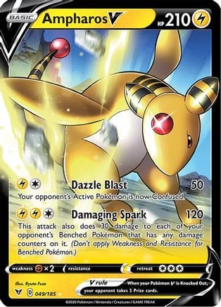 'Pokemon - 'Ampharos V 049/185  - Holofoil SWSH04 Vivid Voltage - Ultra Rare