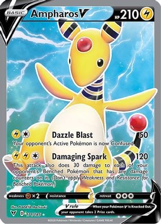 'Pokemon - 'Ampharos V (Full Art) 171/185  - Holofoil SWSH04 Vivid Voltage - Ultra Rare