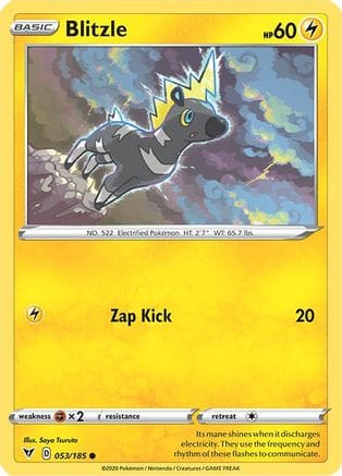 'Pokemon - 'Blitzle 053/185  - Reverse Holofoil SWSH04 Vivid Voltage - Common