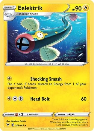'Pokemon - 'Eelektrik 058/185  - Reverse Holofoil SWSH04 Vivid Voltage - Uncommon