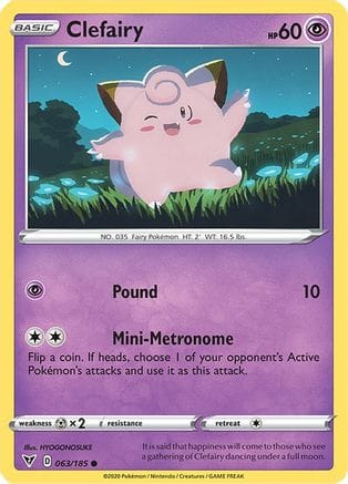 'Pokemon - 'Clefairy 063/185  SWSH04 Vivid Voltage - Common