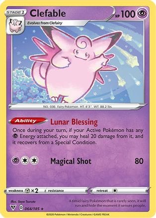 'Pokemon - 'Clefable 064/185  - Reverse Holofoil SWSH04 Vivid Voltage - Rare