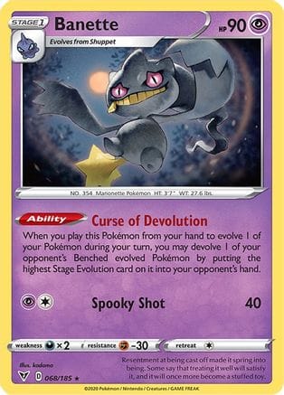 'Pokemon - 'Banette 068/185  - Reverse Holofoil SWSH04 Vivid Voltage - Rare