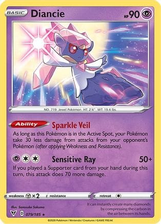 'Pokemon - 'Diancie 079/185  - Holofoil SWSH04 Vivid Voltage - Holo Rare