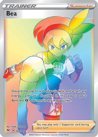 'Pokemon - 'Bea (Secret) 193/185  - Holofoil SWSH04 Vivid Voltage - Secret Rare