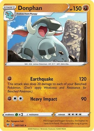 'Pokemon - 'Donphan 087/185  - Reverse Holofoil SWSH04 Vivid Voltage - Rare