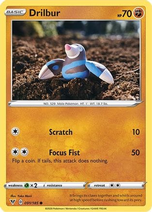 'Pokemon - 'Drilbur 091/185  SWSH04 Vivid Voltage - Common