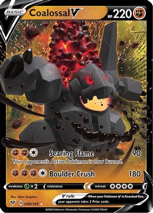 'Pokemon - 'Coalossal V 098/185  - Holofoil SWSH04 Vivid Voltage - Ultra Rare