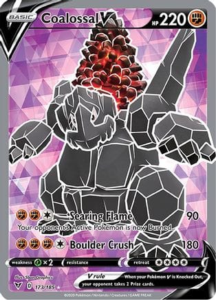 'Pokemon - 'Coalossal V (Full Art) 173/185  - Holofoil SWSH04 Vivid Voltage - Ultra Rare