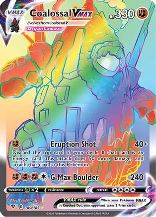'Pokemon - 'Coalossal VMAX (Secret) 189/185  - Holofoil SWSH04 Vivid Voltage - Secret Rare