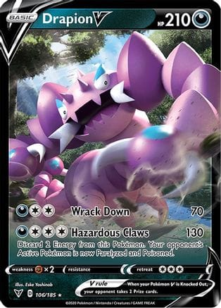 'Pokemon - 'Drapion V 106/185  - Holofoil SWSH04 Vivid Voltage - Ultra Rare