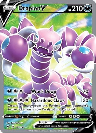 'Pokemon - 'Drapion V (Full Art) 175/185  - Holofoil SWSH04 Vivid Voltage - Ultra Rare