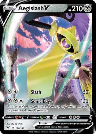 'Pokemon - 'Aegislash V 126/185  - Holofoil SWSH04 Vivid Voltage - Ultra Rare