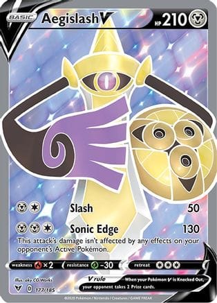 'Pokemon - 'Aegislash V (Full Art) 177/185  - Holofoil SWSH04 Vivid Voltage - Ultra Rare