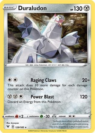 'Pokemon - 'Duraludon 129/185  - Holofoil SWSH04 Vivid Voltage - Holo Rare