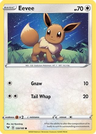 'Pokemon - 'Eevee 130/185  - Reverse Holofoil SWSH04 Vivid Voltage - Common