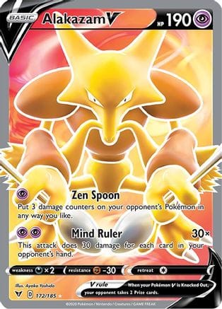 'Pokemon - 'Alakazam V (Full Art) 172/185  - Holofoil SWSH04 Vivid Voltage - Ultra Rare