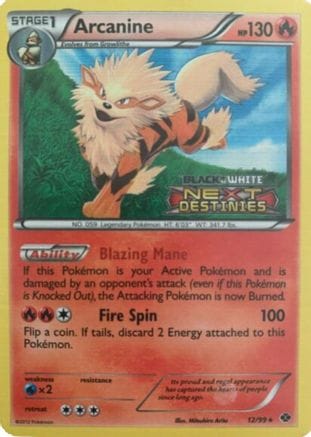 'Pokemon - 'Arcanine 012/99  - Holofoil Black and White Promos - Promo