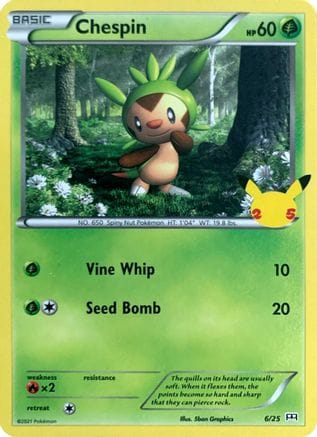 'Pokemon - 'Chespin 006/25  - Holofoil McDonalds 25th Anniversary Promos - Promo