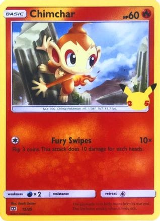 'Pokemon - 'Chimchar 012/25  - Holofoil McDonalds 25th Anniversary Promos - Promo
