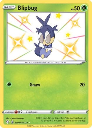 'Pokemon - 'Blipbug SV007/SV122  - Holofoil Shining Fates Shiny Vault - Shiny Holo Rare