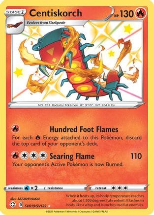 'Pokemon - 'Centiskorch SV019/SV122  - Holofoil Shining Fates Shiny Vault - Shiny Holo Rare