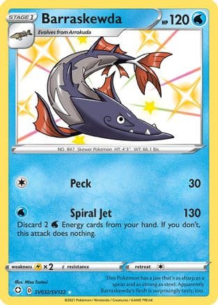 'Pokemon - 'Barraskewda SV032/SV122  - Holofoil Shining Fates Shiny Vault - Shiny Holo Rare