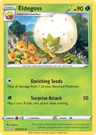 'Pokemon - 'Eldegoss 015/072  - Reverse Holofoil Shining Fates - Uncommon