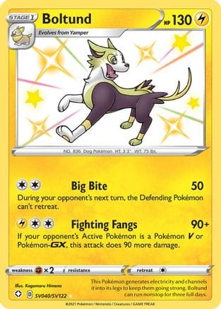 'Pokemon - 'Boltund SV040/SV122  - Holofoil Shining Fates Shiny Vault - Shiny Holo Rare