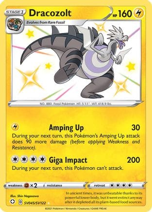 'Pokemon - 'Dracozolt SV045/SV122  - Holofoil Shining Fates Shiny Vault - Shiny Holo Rare