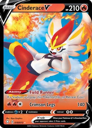 'Pokemon - 'Cinderace V 018/072  - Holofoil Shining Fates - Ultra Rare