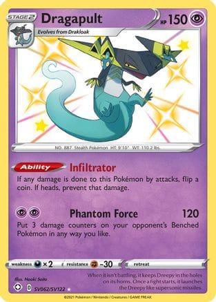 'Pokemon - 'Dragapult SV062/SV122  - Holofoil Shining Fates Shiny Vault - Shiny Holo Rare