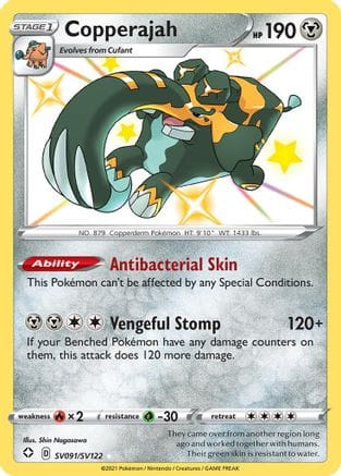 'Pokemon - 'Copperajah SV091/SV122  - Holofoil Shining Fates Shiny Vault - Shiny Holo Rare