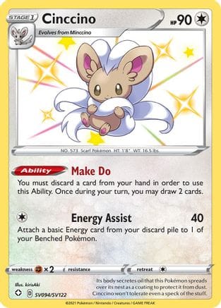 'Pokemon - 'Cinccino SV094/SV122  - Holofoil Shining Fates Shiny Vault - Shiny Holo Rare