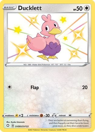 'Pokemon - 'Ducklett SV095/SV122  - Holofoil Shining Fates Shiny Vault - Shiny Holo Rare