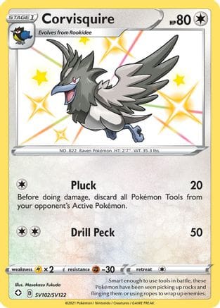 'Pokemon - 'Corvisquire SV102/SV122  - Holofoil Shining Fates Shiny Vault - Shiny Holo Rare