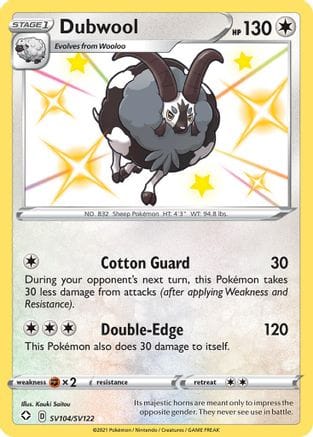 'Pokemon - 'Dubwool SV104/SV122  - Holofoil Shining Fates Shiny Vault - Shiny Holo Rare