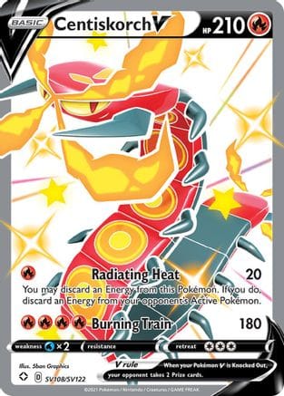 'Pokemon - 'Centiskorch V SV108/SV122  - Holofoil Shining Fates Shiny Vault - Shiny Holo Rare