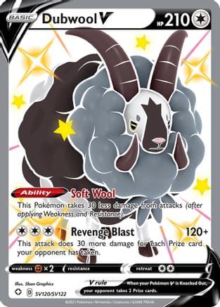 'Pokemon - 'Dubwool V SV120/SV122  - Holofoil Shining Fates Shiny Vault - Shiny Holo Rare