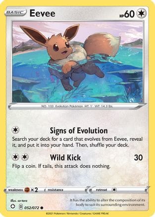 'Pokemon - 'Eevee 052/072  - Reverse Holofoil Shining Fates - Common