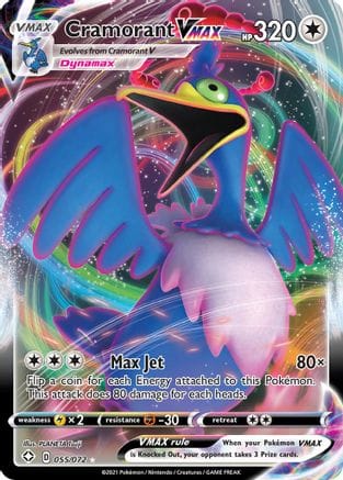 'Pokemon - 'Cramorant VMAX 055/072  - Holofoil Shining Fates - Ultra Rare