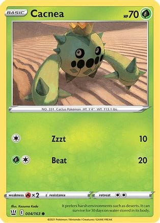 'Pokemon - 'Cacnea 004/163  - Reverse Holofoil SWSH05 Battle Styles - Common