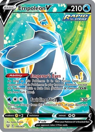 'Pokemon - 'Empoleon V (Full Art) 145/163  - Holofoil SWSH05 Battle Styles - Ultra Rare