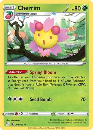 'Pokemon - 'Cherrim 008/163  - Holofoil SWSH05 Battle Styles - Holo Rare