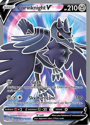 'Pokemon - 'Corviknight V (Full Art) 156/163  - Holofoil SWSH05 Battle Styles - Ultra Rare