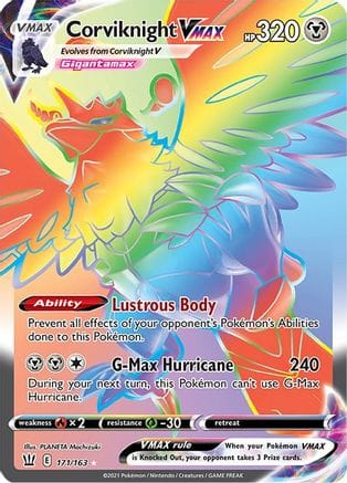 'Pokemon - 'Corviknight VMAX (Secret) 171/163  - Holofoil SWSH05 Battle Styles - Secret Rare