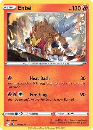 'Pokemon - 'Entei 020/163  - Reverse Holofoil SWSH05 Battle Styles - Holo Rare